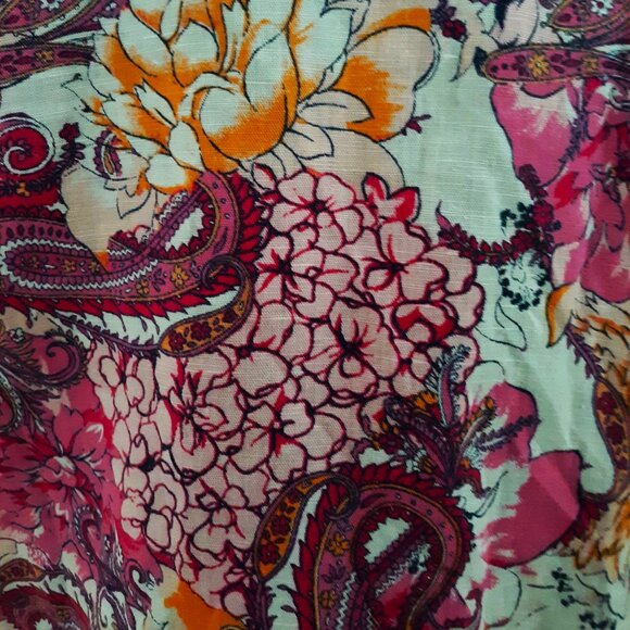 Charter Club Linen Paisley Floral Embroidered Tunic Blouse Large - Picture 5 of 6